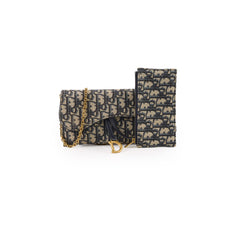Christian Dior Small Oblique Saddle Chain Long Wallet On Chain