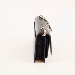 Saint Laurent Mini Sunset Black Crocodile Embossed Leather