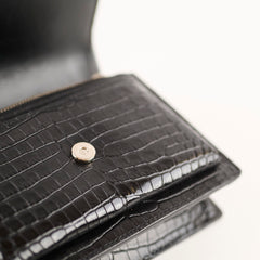 Saint Laurent Mini Sunset Black Crocodile Embossed Leather