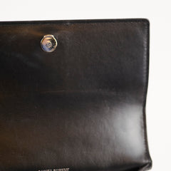 Saint Laurent Mini Sunset Black Crocodile Embossed Leather