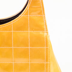 Chanel Kiss Vintage Patent Mustard Yellow / Brown Tote (6 Series)