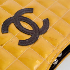 Chanel Kiss Vintage Patent Mustard Yellow / Brown Tote (6 Series)