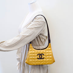 Chanel Kiss Vintage Patent Mustard Yellow / Brown Tote (6 Series)
