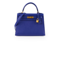 Hermes Kelly 28 Epsom Bi Colour Bleu Electrique - A Stamp