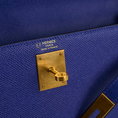 Hermes Kelly 28 Epsom Bi Colour Bleu Electrique - A Stamp