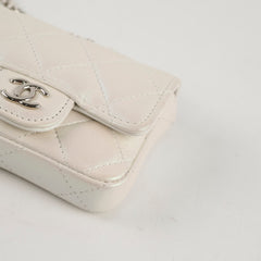 Chanel Bow Strap Micro Belt Bag on Chain Iridescent Pearl