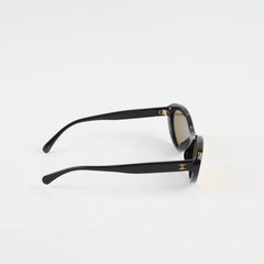 Chanel Oval Acetate Cat Eye Sunglasses Black