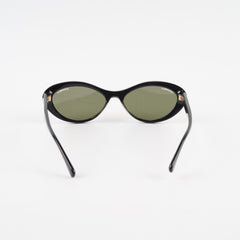 Chanel Oval Acetate Cat Eye Sunglasses Black