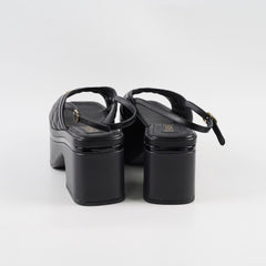 Chanel 23A Quilted Platform Sandals Black Size 38