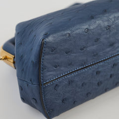 Fendi Small First Clutch Ostrich Blue