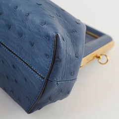 Fendi Small First Clutch Ostrich Blue