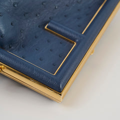 Fendi Small First Clutch Ostrich Blue