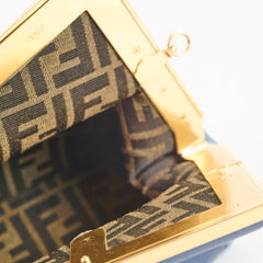 Fendi Small First Clutch Ostrich Blue
