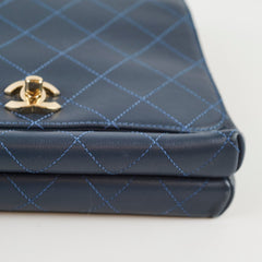 Chanel Quilted Calfskin Top Handle Navy