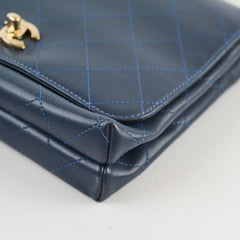 Chanel Quilted Calfskin Top Handle Navy