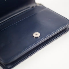 Chanel Quilted Lambskin WOC Double Stitched Wallet On Chain Navy
