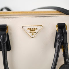 Prada Saffiano Galleria Tote Two Tone Black/White