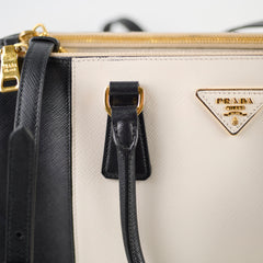 Prada Saffiano Galleria Tote Two Tone Black/White