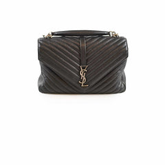 Saint Laurent Large College Chevron Calfskin Black