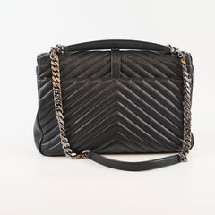 Saint Laurent Large College Chevron Calfskin Black