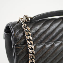 Saint Laurent Large College Chevron Calfskin Black