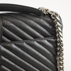 Saint Laurent Large College Chevron Calfskin Black
