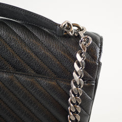Saint Laurent Large College Chevron Calfskin Black