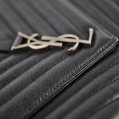 Saint Laurent Large College Chevron Calfskin Black