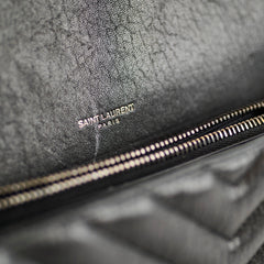Saint Laurent Large College Chevron Calfskin Black
