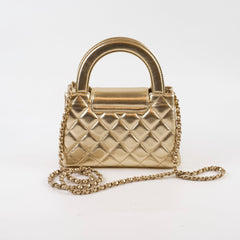 Chanel Shiny Calfskin Metallic Nano Shopper Tote Gold (Microchip)