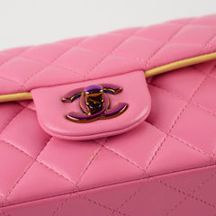 Chanel Lambskin Mini Rectangular Iridescent Rainbow Hardware Pink