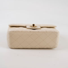 Chanel Mini Rectangular Caviar Cream/White