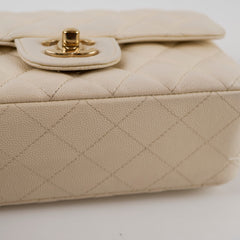 Chanel Mini Rectangular Caviar Cream/White