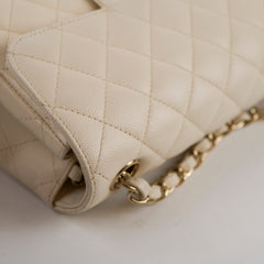 Chanel Mini Rectangular Caviar Cream/White