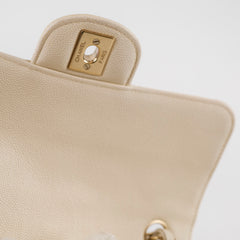 Chanel Mini Rectangular Caviar Cream/White