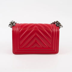 Chanel Small Red Boy Bag Chevron 24 Series