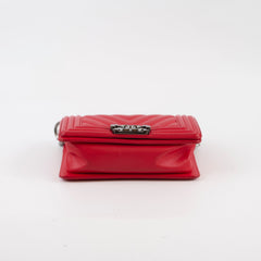Chanel Small Red Boy Bag Chevron 24 Series