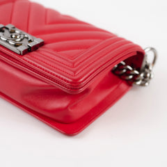 Chanel Small Red Boy Bag Chevron 24 Series