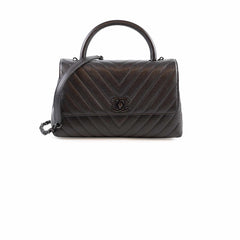 Chanel Caviar Medium Coco Handle Chevron Black
