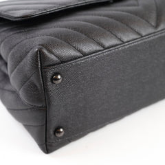 Chanel Caviar Medium Coco Handle Chevron Black