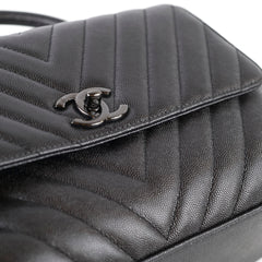 Chanel Caviar Medium Coco Handle Chevron Black