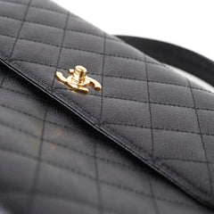 Chanel Vintage 24k Caviar Kelly Top Handle Black