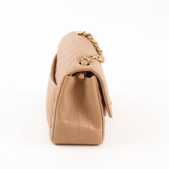 Chanel Caviar Mini Square Chevron Beige