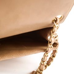 Chanel Caviar Mini Square Chevron Beige