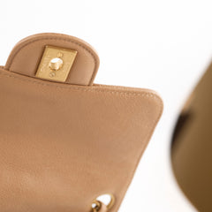Chanel Caviar Mini Square Chevron Beige