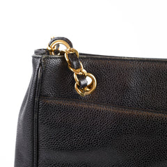 Chanel CC Front Pocket Tote Caviar Black 18k Gold
