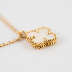 Van Cleef & Arpels Sweet Alhambra Mother Of Pearl MOP Yellow Gold Necklace