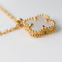 Van Cleef & Arpels Sweet Alhambra Mother Of Pearl MOP Yellow Gold Necklace