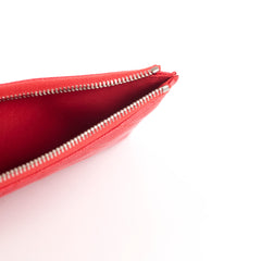 Chanel Chevron Long Zipped Wallet / Card Holder Caviar Red