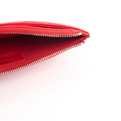 Chanel Chevron Long Zipped Wallet / Card Holder Caviar Red